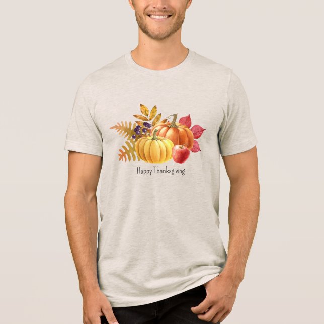 Pumpkin Thanksgiving Men's T-Shirt Tri-Blend Shirt (Front)