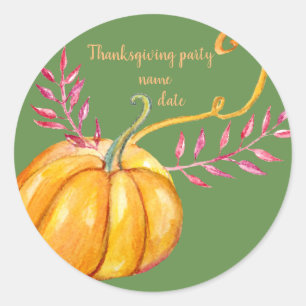 Pumpkin Thanksgiving Party Classic Round Sticker