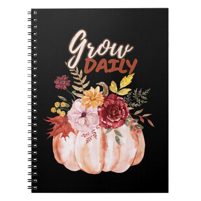 Pumpkin-themed- Grow Daily Quote Halloween Season Notebook (Front)