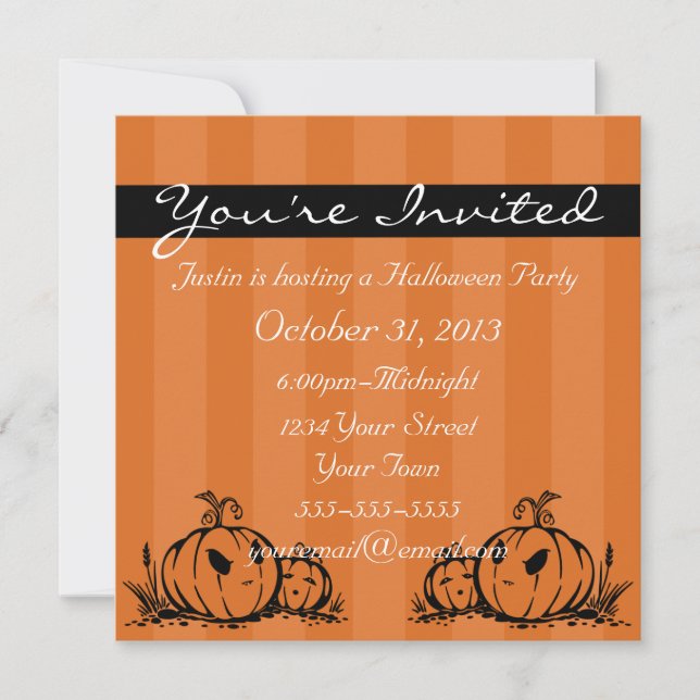 Pumpkin Themed Halloween Invitations (Front)