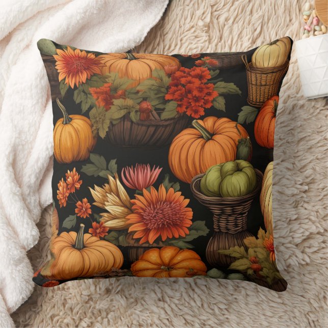 Pumpkin Time, Colours of Autumn, Throw Pillow (Blanket)