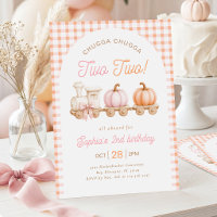 Pumpkin Train 2nd Birthday Invitation