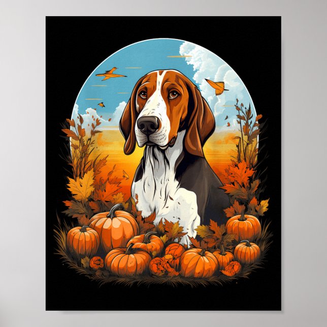 Pumpkin Treeing Walker Coonhound Dog Halloween Poster (Front)