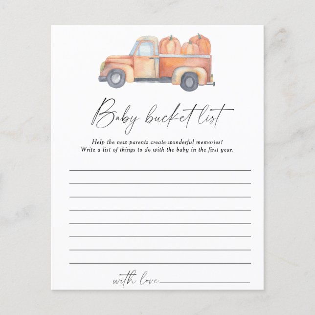 Pumpkin truck - Baby bucket list game (Front)