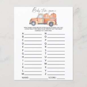 Pumpkin truck - Baby Item Game. Baby Shower Game