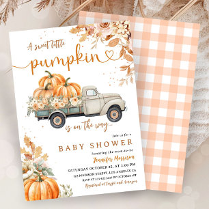 Pumpkin Truck Baby Shower Fall Gender Neutral Invitation