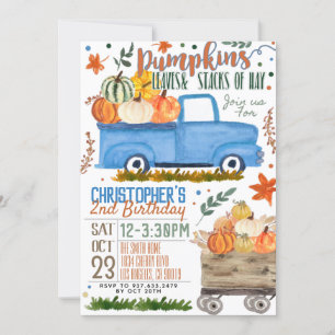 Pumpkin Truck Birthday Invitation