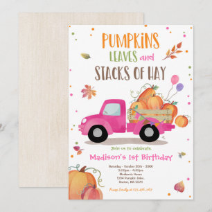 Pumpkin Truck Birthday Party Fall Pumpkin Birthday Invitation