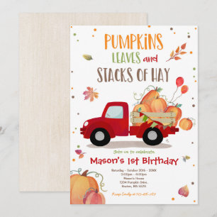 Pumpkin Truck Birthday Party Fall Pumpkin Birthday Invitation