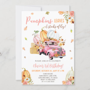 Pumpkin Truck Fall Birthday Party Invitation