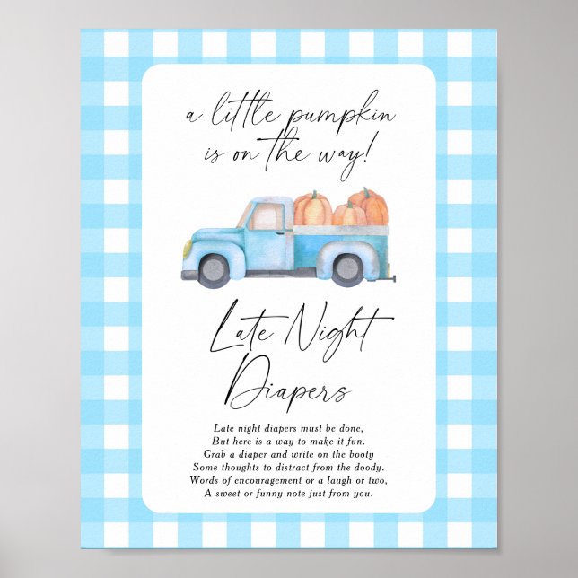 Pumpkin truck fall Late night diapers game Poster (Front)