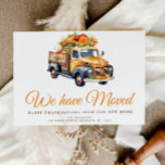 pumpkin truck fall moving announcement postcard<br><div class="desc">new home announcement card to family and friends with this fall happy thanksgiving pumpkin truck design.</div>