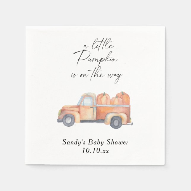 Pumpkin truck - Little pumpkin is on the way Napkin (Front)