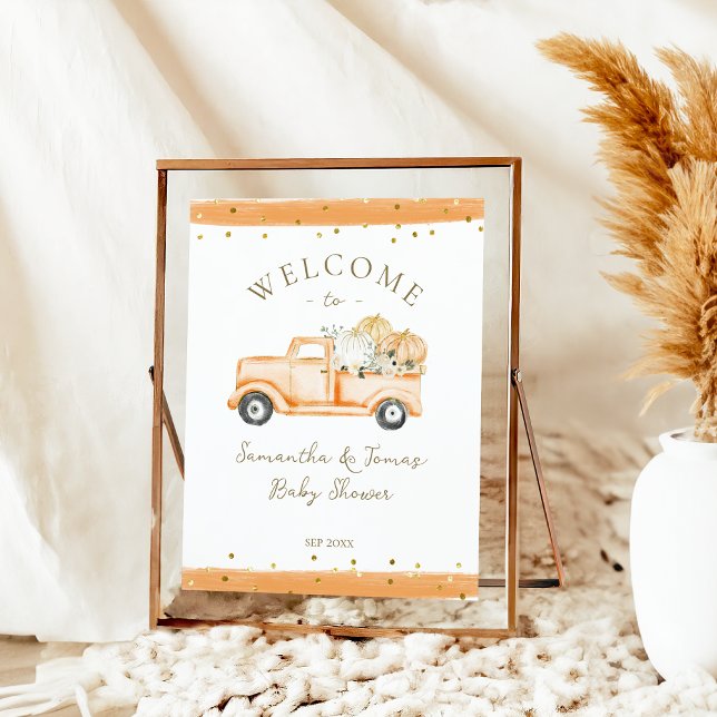 Pumpkin Truck Modern Fall Baby Shower  Poster (Creator Uploaded)