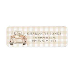 Pumpkin Truck Rustic Gingham Baby Shower Address