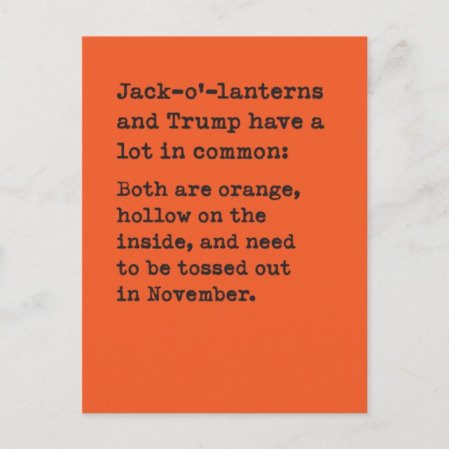 Pumpkin & Trump Halloween Joke Postcard (Front)