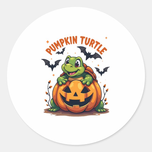 Pumpkin Turtle Classic Round Sticker (Front)