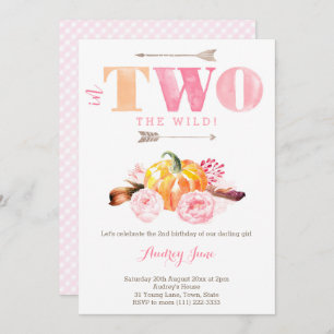 pumpkin two wild invitation, bohemian 2nd birthday invitation