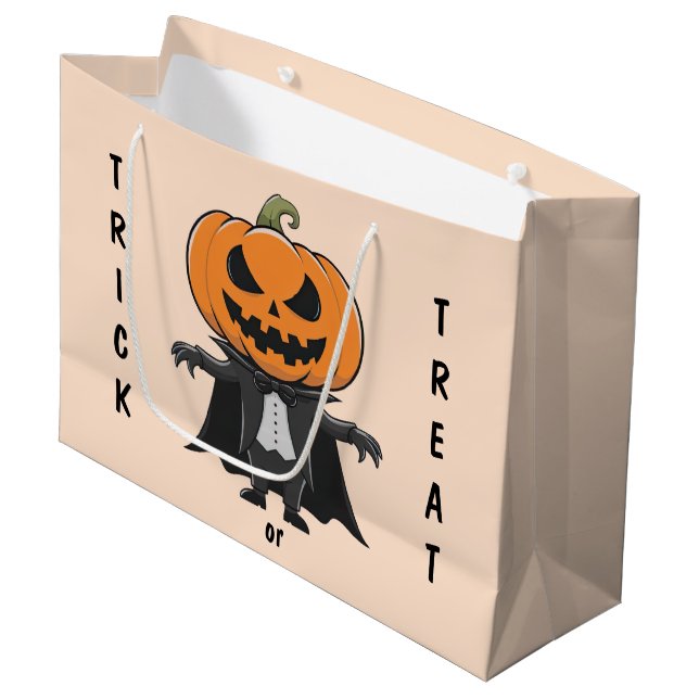 Pumpkin Vampire Large Gift Bag (Front Angled)