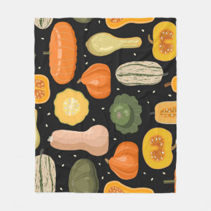 Pumpkin varieties, autumn seamless illustration. fleece blanket