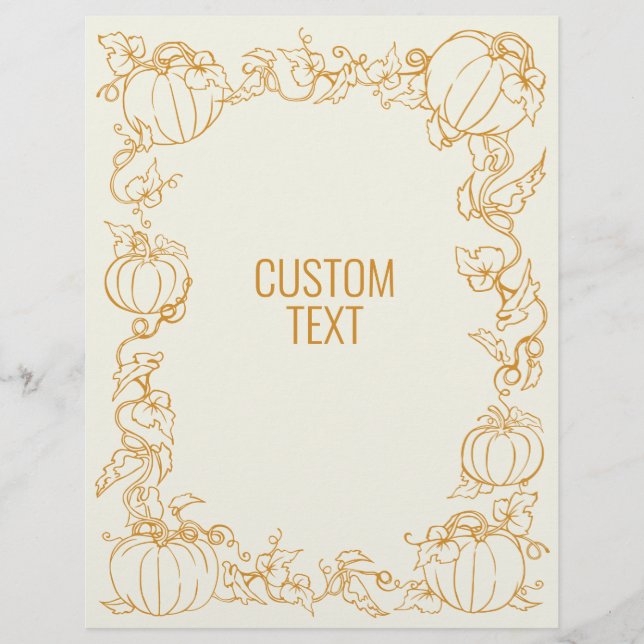 Pumpkin Vine Autumn Fall Thanksgiving frame custom Letterhead (Front)