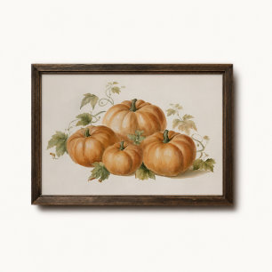 Pumpkin Vine Watercolor Harvest Poster