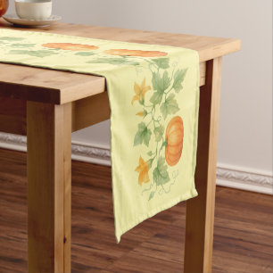 Pumpkin Vine With Flowers Short Table Runner