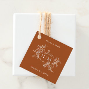 Pumpkin Vines Monogram Wedding Favour Tags