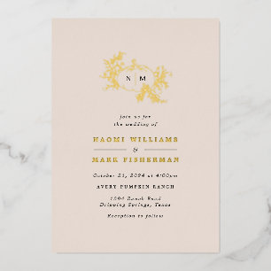 Pumpkin Vines Monogram Wedding Foil Invitation
