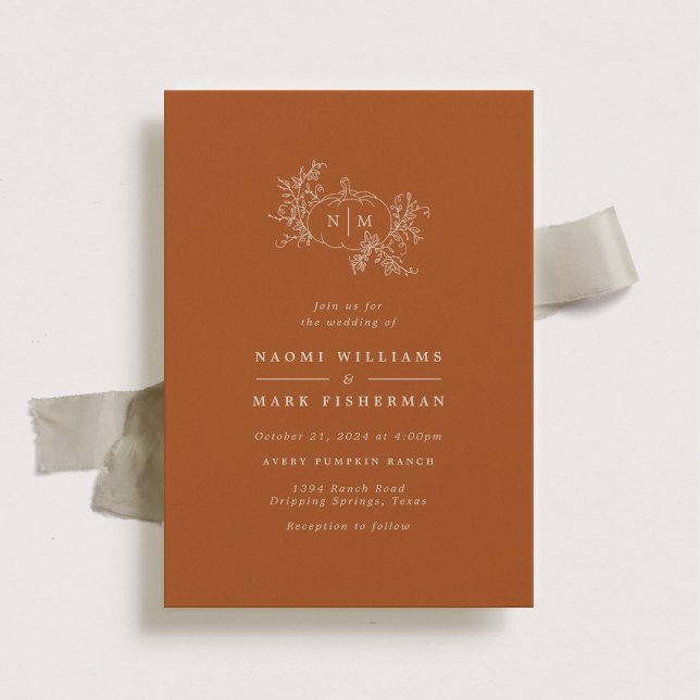Pumpkin Vines Monogram Wedding Invitation (Creator Uploaded)