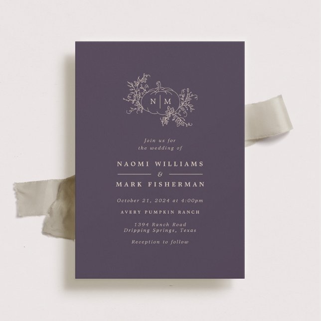 Pumpkin Vines Monogram Wedding Invitation (Creator Uploaded)