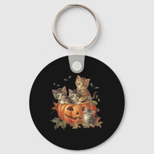 Pumpkin Vintage 90s Cat Retro Halloween  Keychain