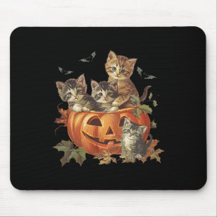 Pumpkin Vintage 90s Cat Retro Halloween  Mouse Pad