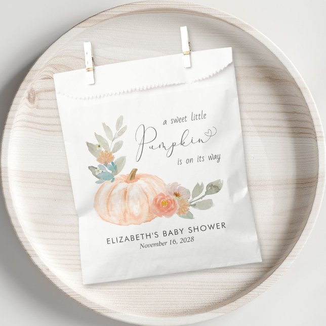 Pumpkin Watercolor Autumn Baby Shower Favour Bag (Creator Uploaded)