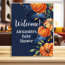 Pumpkin Watercolor Autumn Baby Shower Welcome