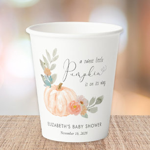 Pumpkin Watercolor Baby Shower Paper Cups