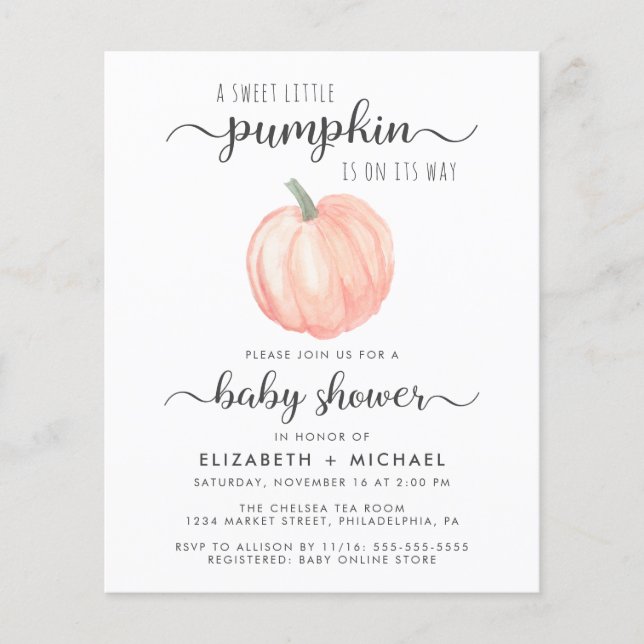 Pumpkin Watercolor Couples Baby Shower Invitation (Front)