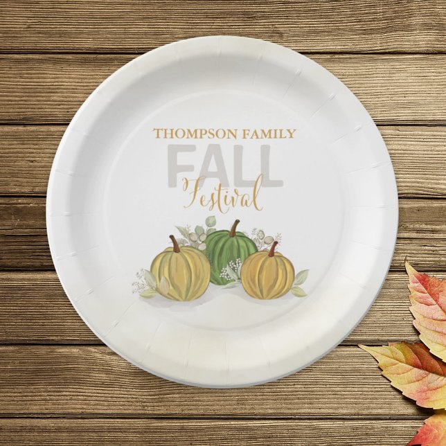 Pumpkin Watercolor Elegant Gourd Fall Festival  Paper Plate (Creator Uploaded)