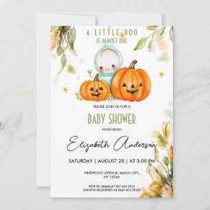 Pumpkin Watercolor Halloween Baby Shower  Invitation