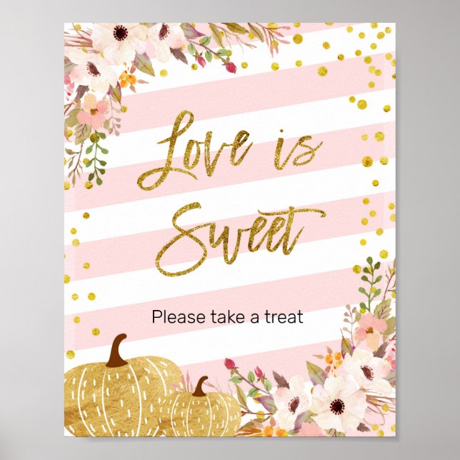 Pumpkin Watercolor Love is Sweet Sign (Front)