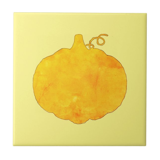 Pumpkin Watercolor Painting Tile (Front)