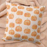 Pumpkin Watercolor Pattern Throw Pillow<br><div class="desc">A modern watercolor pumpkin pattern on a blush pink background for autumn and fall.  Original art by Nic Squirrell.</div>