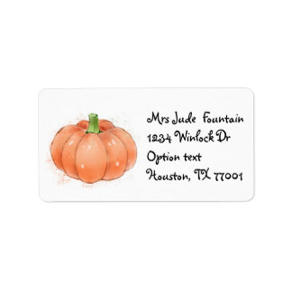 Pumpkin watercolor Return Address Mailing Label