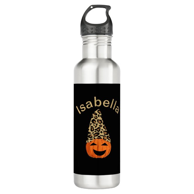 Pumpkin Wearing A Leopard Hat 710 Ml Water Bottle (Front)