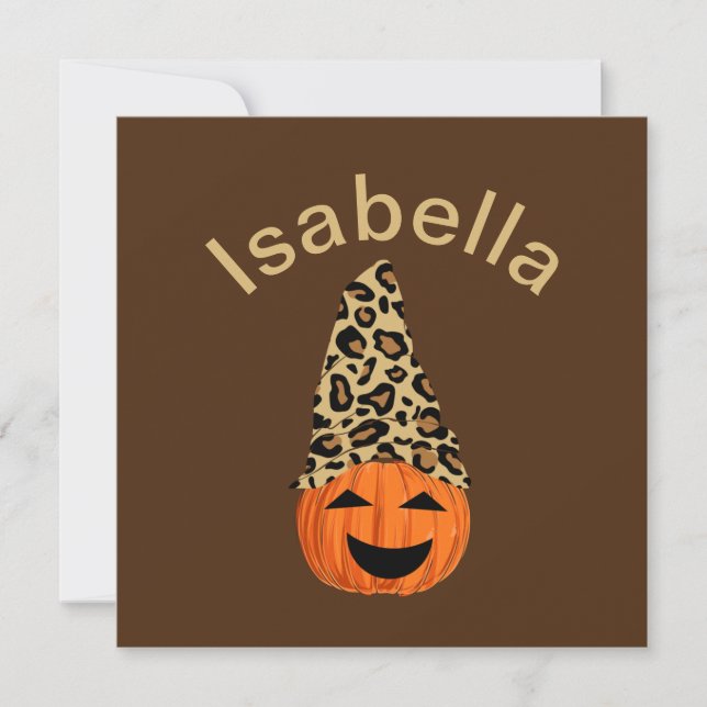 Pumpkin Wearing A Leopard Hat Card (Front)