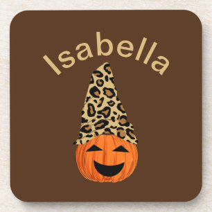 Pumpkin Wearing A Leopard Hat Coaster