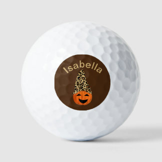 Pumpkin Wearing A Leopard Hat Golf Balls