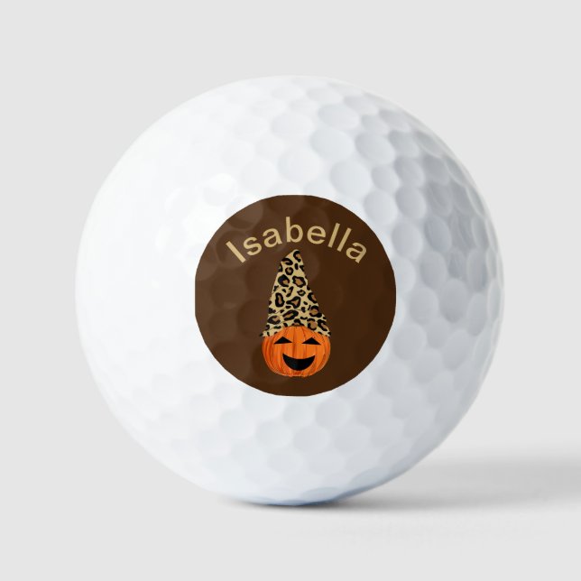 Pumpkin Wearing A Leopard Hat Golf Balls (Front)