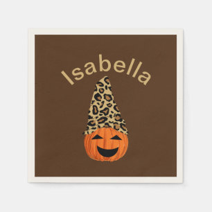 Pumpkin Wearing A Leopard Hat Napkin
