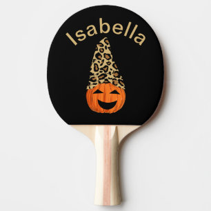 Pumpkin Wearing A Leopard Hat Ping Pong Paddle